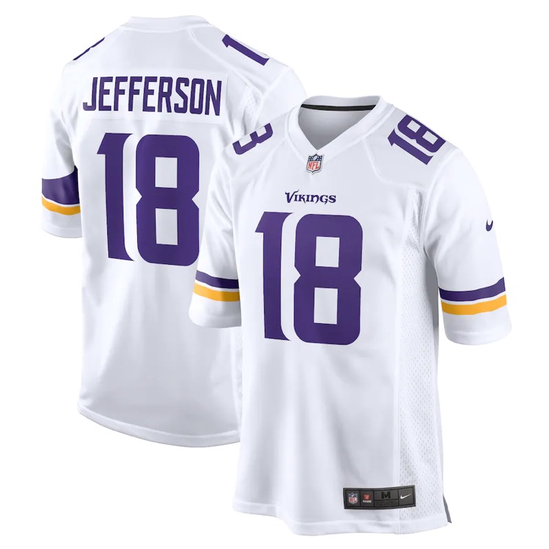 Men Minnesota Vikings 18 Jefferson White Nike Vapor Untouchable Stitched Limited NFL Jerseys